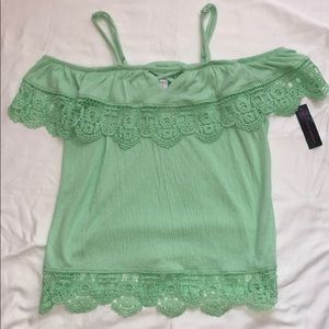 NWT Crochet Lace Cold Shoulder Top